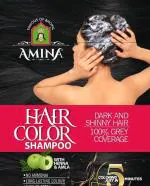 AMINA Men & Women Hair Color Shampoo Black ,15 ml (Pack of 10 pouch) Incomplete