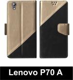 Sbms Lenovo P70 A Black Artificial Leather Shock Proof Flip Cover