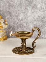 CraftVatika Gold Brass Oil Lamp 11.43 x 10.16 cm