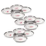 HAZEL Stainless Steel Plate Set For Dinner Launch | Designer Steel Thali Set |Steel Dinnerware, Set of 12, 26.5 cm, Small