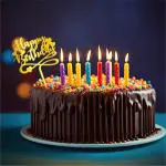 GIGGA Acrylic Material Happy Birthday Cake Topper For Cake Decoration Design 3 (Golden)