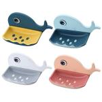 BATH GURU ABS Plastic Fish Shape Self Adhesive Modern Soap Dish Holder Box Tray - Pack of 2