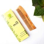 Enable Nature Handcrafted Neem Wood Comb with Curve Pattern