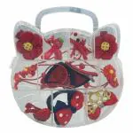 SYGA Infant Children Girl Headwear Gift Cat Shaped Box Set Hairpin Princess Kids Flower Bow Knot Hair Clips Hair Accessories (Ear Red)