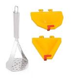 Stainless Steel Big Potato Masher With 2 Pcs Plastic Sancha Set and Multicolour, Pack of 2