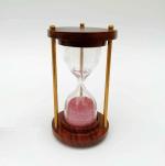 1 Minute Wooden and Brass Sand Timer Hour Glass Sandglass Clock Ideal for Exercise Antique Nautical Decor Wooden and Brass Beautiful, Elegant Red Sand Timer Hour Glass Best Gift Item for Your Loved Ones.