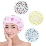 G.FIDEL 3 Pcs Reusable Shower Cap For Women Reusable Waterproof Shower Caps For Women Reusable For Homes, Spas, Salons, Hair Treatment,Beauty Parlors (Multicolored and Print) (Pack of 3)