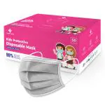 Careview KIDS 4 Ply Disposable Surgical Face Masks Pack of 50, Grey Color, PFE>95%,BFE>99%, SITRA, BIS (ISI), and CE certified (KIDS-4PLY-MASK)
