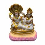 Rama Collections Marble Lord Vishnu Laxmi On Sheshnag Statue Idol | Venkateshwar Narayan Statue for Home Decor | Vishnu laxmi Shasnath Sitting Murti (Height 6.5 IN)