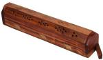 Navyaksh- Karigar Creations Agarbatti Holder Wooden Hand Carved Incense Burner, Brass Inlays And Storage Incense Holder Stand, Incense Stick Stand Handmade (12 x 2.5 x 3 Inch) Decorative Showpiece - 3 cm (Wood, Brown)