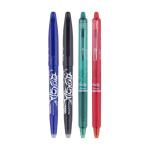 Pilot Frixion Erasable Roller Ball Pen | Tip Size - 0.7 MM | With Dimpled Grip and In-built Eraser | Ink Colour - 1 Blue, 1 Black, 1 RT Red and 1 RT Green | Pack of 4