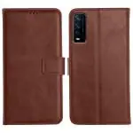 Orosky Vivo Y12S Flip Back Cover, Full Body Protection Wallet Style Magnetic Closure Leather Flip Cover Case for Vivo Y12S (Brown)