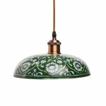 Prosperity Blue Pottery Hanging Lamp Shade / Handmade Pendant Lamp for Home decor, Living Room, Dinning & Kitchen