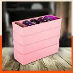 Bathla Stomo DORI Multipurpose Stackable Drawer/Wardrobe Organiser Rack for Home | For Socks, Ties,Jewellery & More | Peach - Set of 4