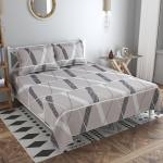 Bsb Home Valencia Collection 220TC Cotton Double Bedsheet And 2 Pillow Cover-Grey & White Mix