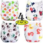 Babymoon Multicolor Baby Premium Pocket Cloth Diaper Nappie Washable Reusable (0-3 Yrs) Pack Of 4