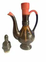 Kraftlik Handicrafts Decorative Surahi || Surahi Handicraft antique Printed Made By Chini Mitti (Black & Orange)