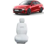 Kingsway Towel Fabric Car Seat Covers for Hyundai Verna, 2023 Onwards Model, Material: 100% Cotton, Color : White, Complete Set of All Seats (Car Specific Front + Rear Seat Covers)