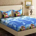LiveWell 3D Dolphin Printed Double Bed Sheet with 2 Pillow Covers