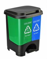 KOLORR Twin Bin 19 Liters Dustbin Dry & Wet Waste Pedal Dustbins Home Kitchen - Blue & Green - Medium