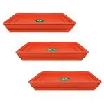 TrustBasket UV Treated Square Bottom Tray(Plate/Saucer) Suitable for 10 inch Square Plastic Pot - Terracotta Color - Set of 3