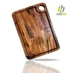 Hozon Home Cart Acacia Organic Wooden Chopping Cutting Board for Meat Cheese Bread Vegetables Fruits - Eco Friendly Mound Squire Beautiful Serving Tray with Hanging Hole