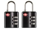 Inditradition TSA Accepted 3-Digit Combination Luggage Polished Lock for Suitcase & Baggage (Black) -Pack of 2