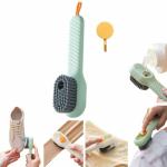 Kunya Automatic Liquid Adding Cleaning Brush, Multifunctional Liquid Shoe Brush, Household Soft Bristle Cleaning Brush, Press Type, for Clothes and Shoes. (with Hook Up) 1pc