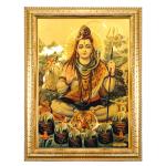 Hawai Lord Shiva Bholenath Mahadev Gold Plated Wooden Wall hanging Photo Frame SFDI504_GLDFRM