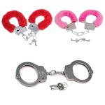 Kaku Fancy Dresses Kid's Hand Cuffs Phenovo Police Cop Sheriff Officer Handcuff Toy Police Role Play Costume Accessories Metal Fur Handcuffs Toy - Multicolour, Pack of 3