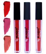 bq BLAQUE Matte Liquid Lip Gloss Combo of 3 Lipstick # 102-108-112 (12 ml, Red, Fuschia Pink, Dark Coral)