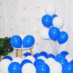 Zyozique Blue White Metallic Balloons & Ribbon for Birthday, Baby Shower, Anniversary Decorations - 32 Pcs