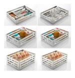LeAves Stainless Steel Silver Kitchen Trolley Multipurpose Utensils Drawer Basket - 17 Inch (Set Of 6)
