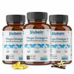 Blubein Mega Omega 3 Fish Oil Capsules for Men & Women, Triple Strength with 1250 mg (450 mg EPA & 300 mg DHA) for Muscle Recovery, Healthy Heart, Joints & Brain - 60 Capsules x Pack of 3