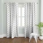 TailoringIndia Digital Little Man Design Printed Cotton White Curtains Pack of 1 pcs (Door - 7 ft)