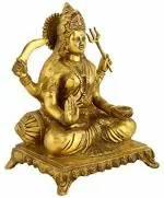 Kalakrithi Religious Brass Goddess Durga Statue Sitting on Thrown 22.9 x 15.2 cm
