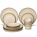 Bodhi House Ceramic Dinner set Serving 4 Plates 10.6 Inch 4 Bowls/Katori 4.3 Inch 4 Quarter Plates 7.4 Inch | Scratch Resistant | Microwave & Dishwasher Safe | Set Of 12 | Beige
