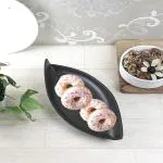 Mehul Melamine Boat Shape Serving Platter For Starter, Snacks, Desserts /Unbreakable Snacks Plate / Tray for Home, Restaurant, Café, Party Use (Matte Black, 13 X 29 X 5 CM), Set of 1