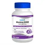 Healthvit Biotino-5000 Biotin 5000 mcg for Longer Hair, Glowing Skin and Thicker Nails - 60 Tablets