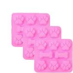 Hasthip Silicone Molds Puppy Dog Paw And Bone Shaped Chocolate Cookies Baking Pans (Set Of 3)