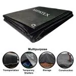 MIPATEX 130 GSM Tarpaulin Sheet with Aluminium Eyelets Black 9 x 6 ft