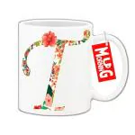 Mug Morning T Letter Mug Floral Design Coffee Mugs with Letter T T Alphabet Mugs Letter Mugs