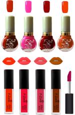 OUR BEAUTY High Quality Nail Polish And Kiss Proof Matte Liquid Lipstick Set 302 (Set Of 8)