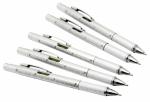 Ledos Silver 5in1 Multi-utility Ballpoint Pen with 2 Screw Driver, Measuring Scale, level Indicator (Pack of 5)