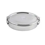 JVL Silver Stainless Steel Medium Size Oval Single Layer Tiffin Box With Inner Plate