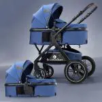StarAndDaisy EasyGo Travel Friendly Luxury baby and Kids stroller / pram / buggy , Pushchair with high landscape seat, one-push folding, convertible bassinet design (Blue with Black Tubes)