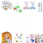 BBYARAJ Bibs for newborn infants baby ,fruit feeder soother pacifier for baby U shape and a finger toothbrush for kids