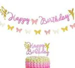 Festiko 2 Pieces Fairy Birthday Banner With Cake Topper Fairy Party Decoration Fairy Party Favors Fairy Garden Decoration For Fairy Theme Birthday Wedding Decoration