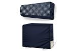 The Furnishing Tree Waterproof Split AC Cover Set for Daikin FTKL50 1.5 Ton Indoor And Outdoor Unit PVC Polka Dot Blue