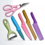 Oleander Multicolor Stainless Steel Small Cleaver Knife Chef Bread Paring Scissor Ceramic Peeler
